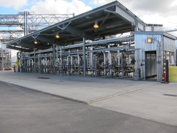 Loading rack for tanker truck transfers