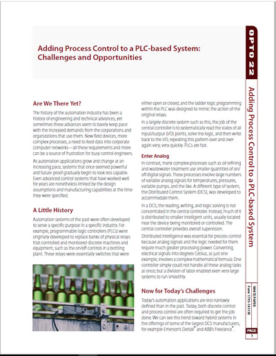 Process control to PLC white paper thank you